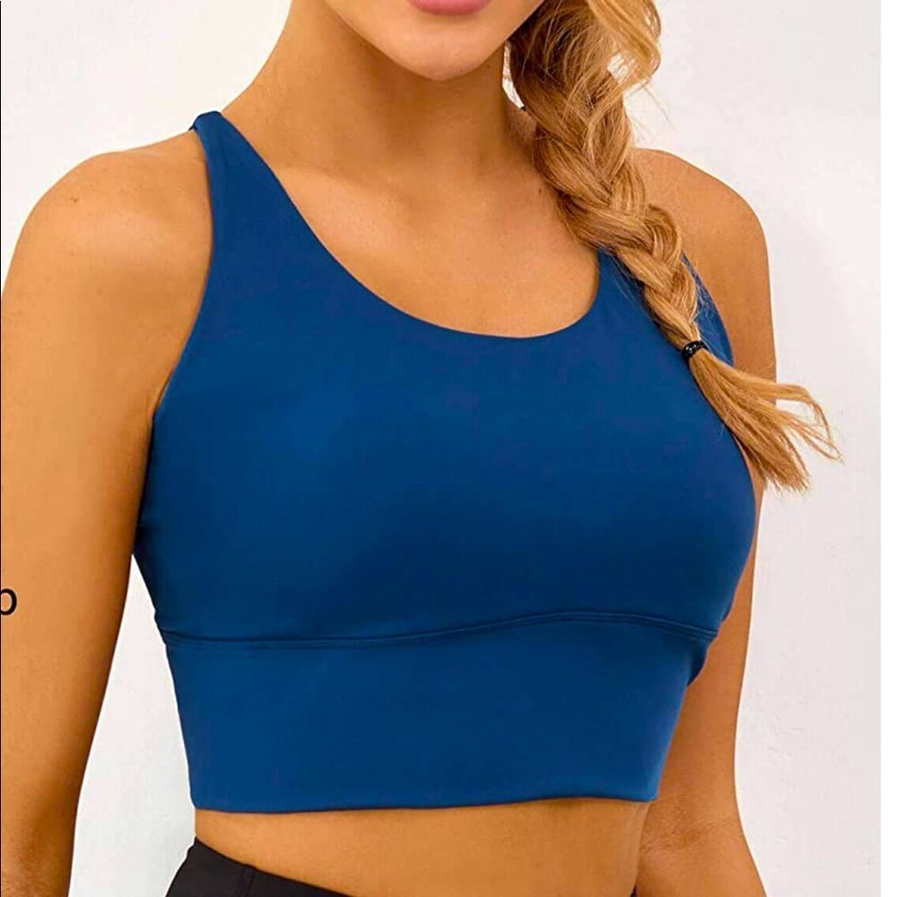 Women’s Strappy Workout Crop sports bra in Royal blue Size M NWT